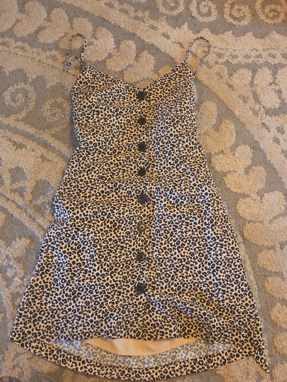 Forever 21 Leopard-Print Button-Front Mini Dress in Beige and Black